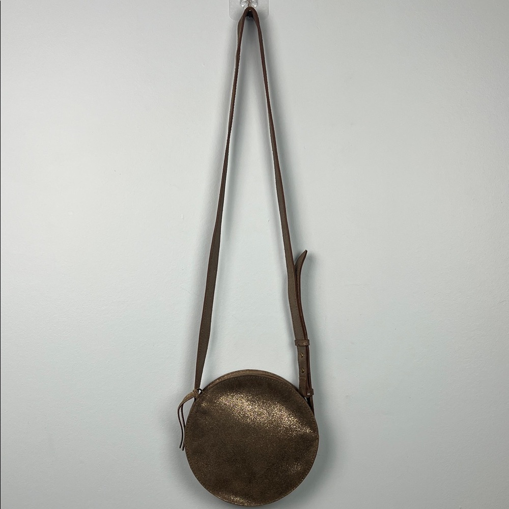Madewell metallic sand simple circle crossbody leather bag